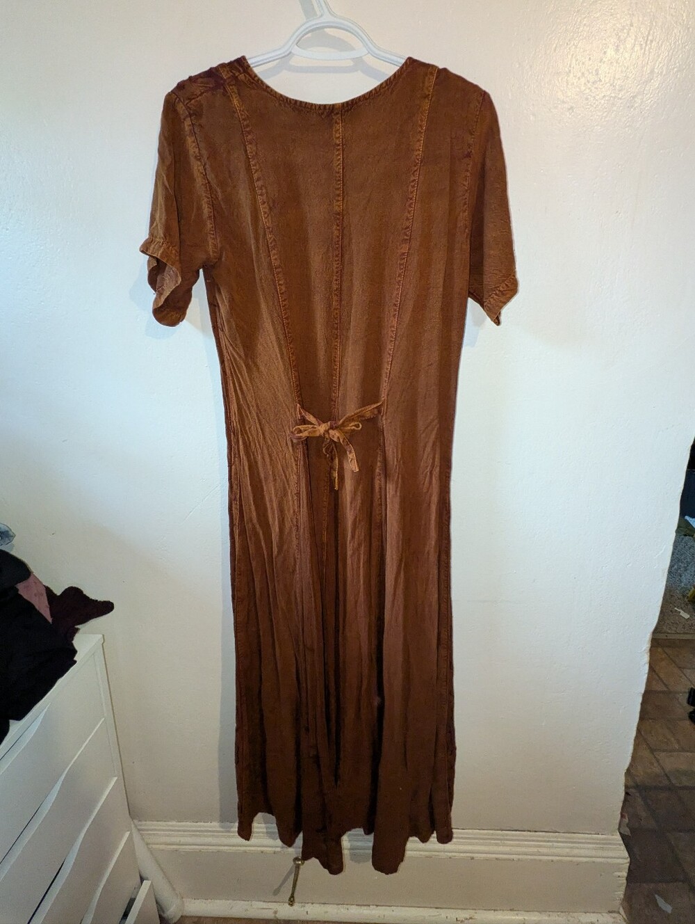 Brown Embroidered Button-Front Maxi Dress - Picture 2 of 4